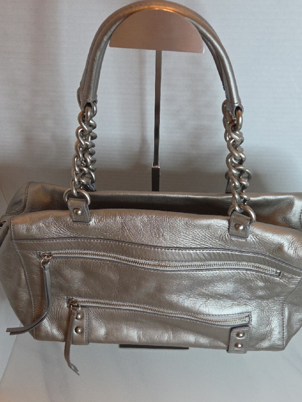 Club Monaco Metallic Silver Chain-Handle Shoulder Bag - Picture 3 of 10